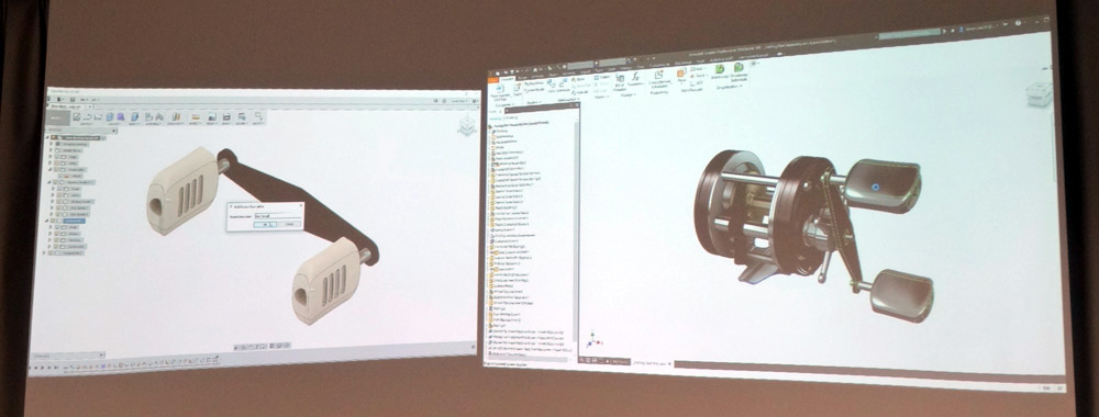 図2　クラウドのCAD「Fusion 360」（左）と「Autodesk Inventor」（右）の連携