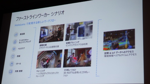 HoloLensの導入で大きな効果をもたらした例として、マイクロソフトが提示した5つの項目(スライドはマイクロソフトのデータ)