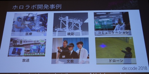ホロラボが手掛けた、HoloLens開発事例の分野の例(スライドはホロラボのデータ)