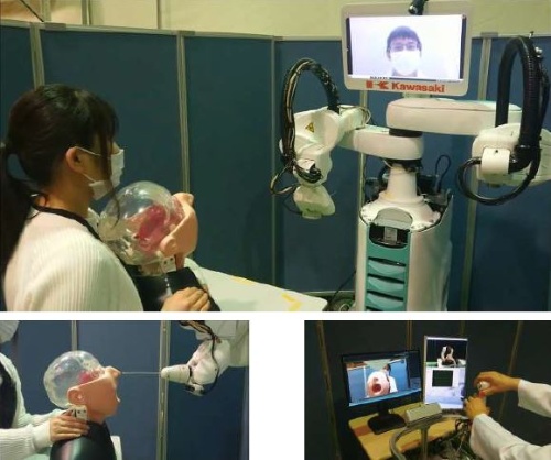 医師が遠隔操作で鼻腔(びくう)から検体を採取するロボット