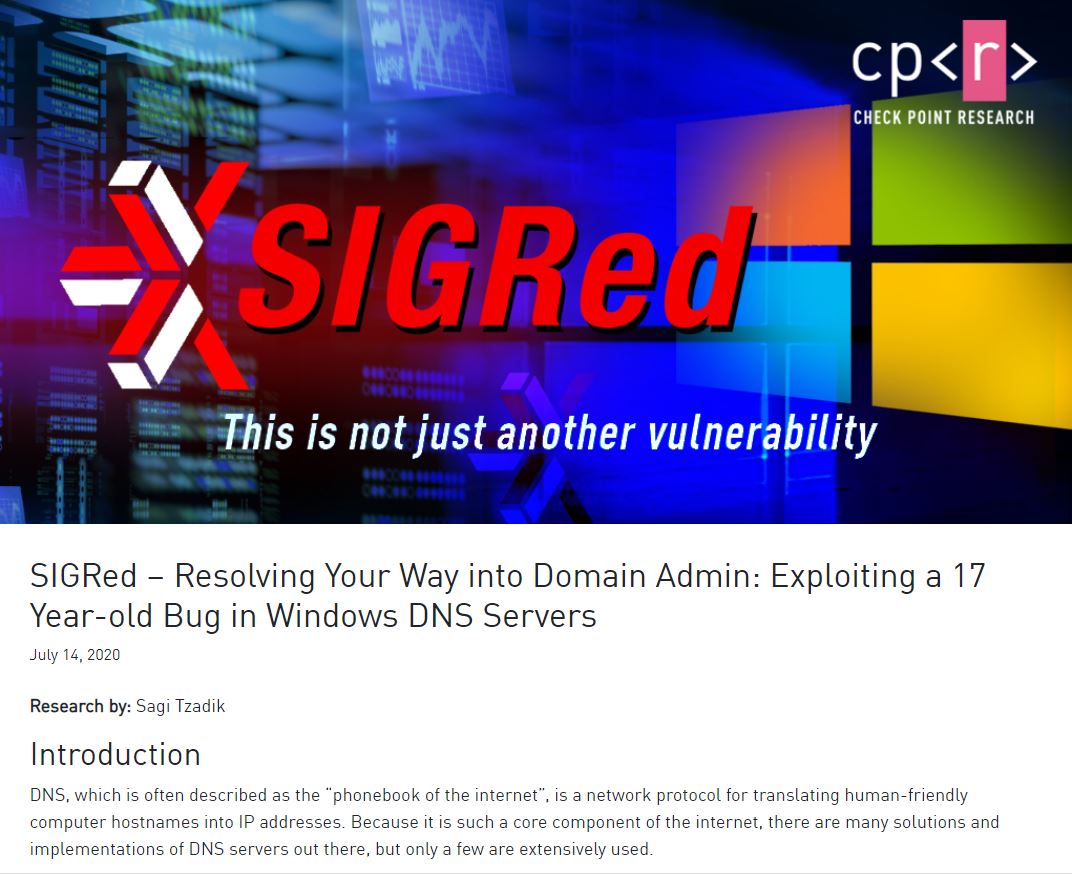 「SIGRed」脆弱性に関するリポート