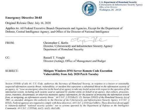 Emergency Directive（緊急指令）20-03（PDF版）