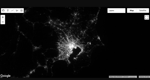 米コロラド鉱山大学による関東地方の夜間光の様子