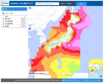 日本近海の風況マップ