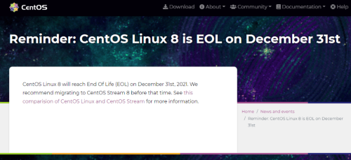 CentOS ProjectはCentOS 8のサポートを2021年12月末で打ち切る