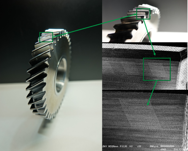 表面に微細回路を形成した歯車のサンプル
