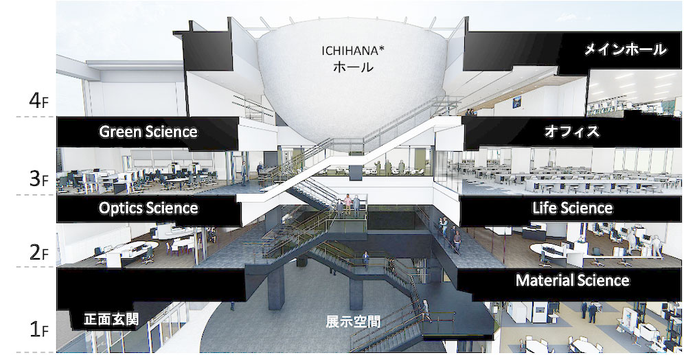 Shimadzu Tokyo Innovation Plazaの断面図