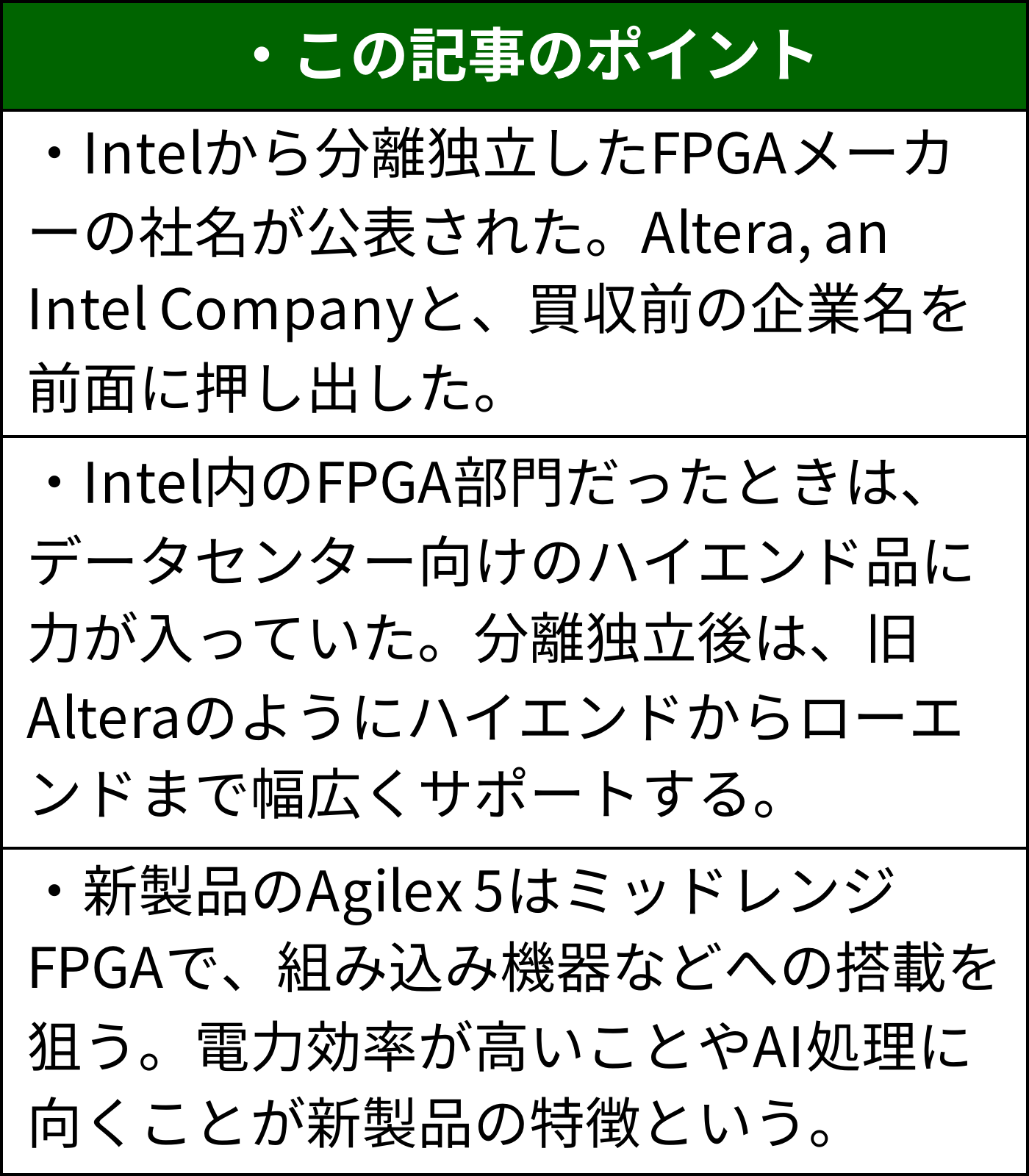 結局名前も「Altera」に、IntelのFPGA事業は買収前に戻る | 日経クロステック（xTECH）