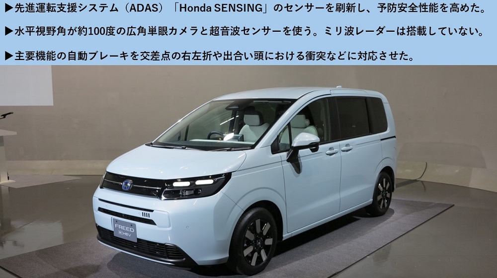 ホンダの新型「フリード」、広角カメラだけのADASに刷新 | 日経クロステック（xTECH）