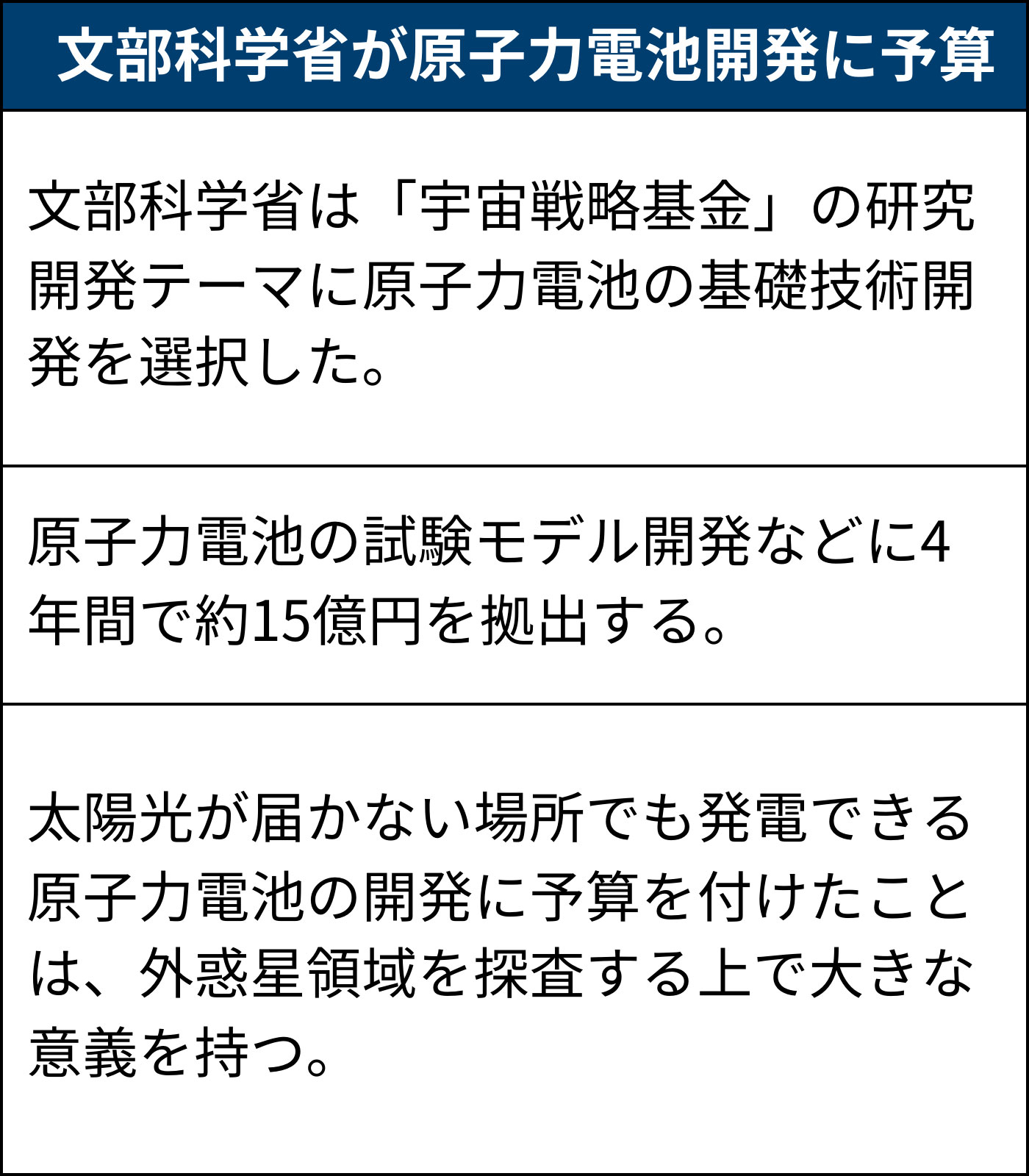 外惑星探査に必須の宇宙用原子力電池、研究・開発に予算15億円 | 日経