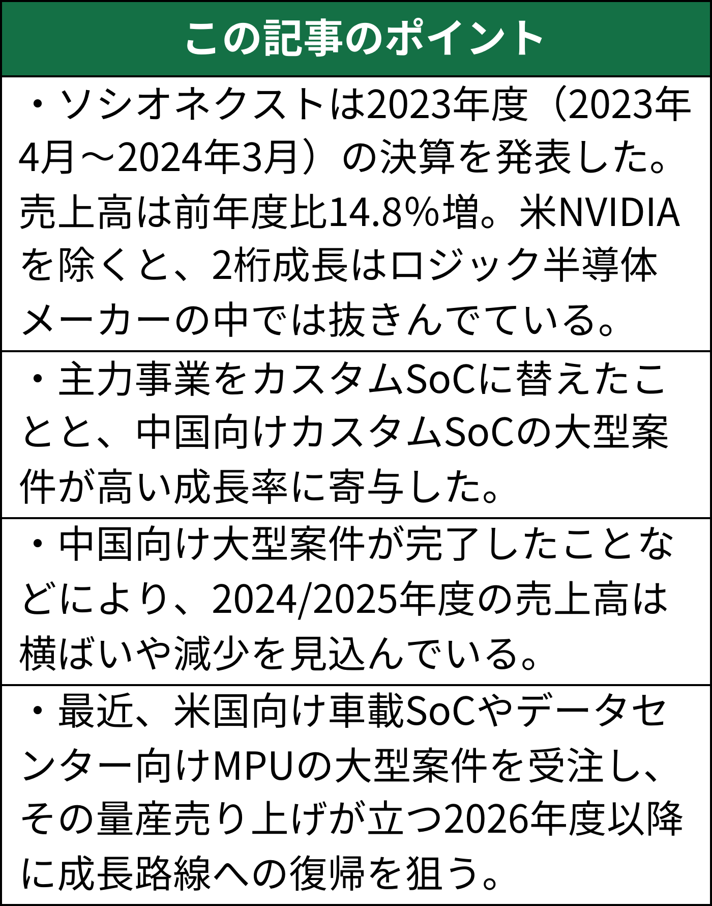 24年3月期好調のソシオネクスト、脱日本加速で26年度再成長へ | 日経