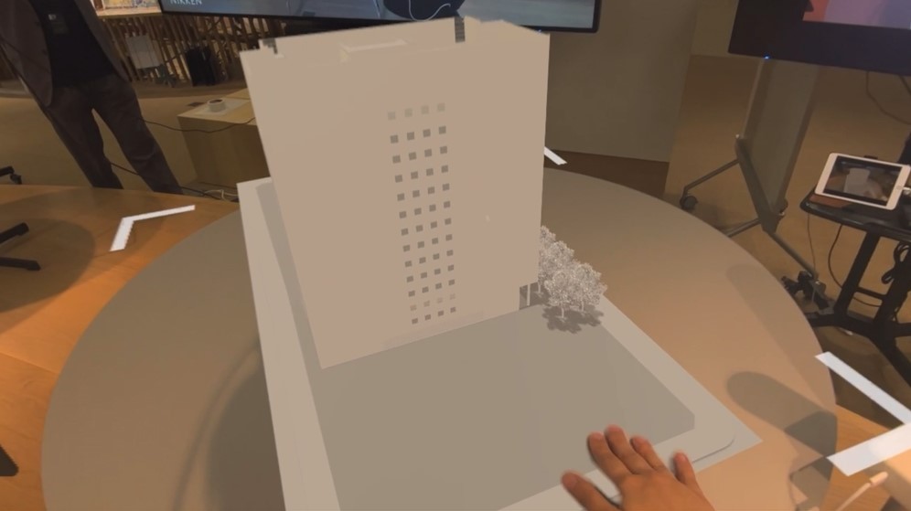 Whitemodelで見た仮想の建築模型。Apple Vision Pro着用者視点