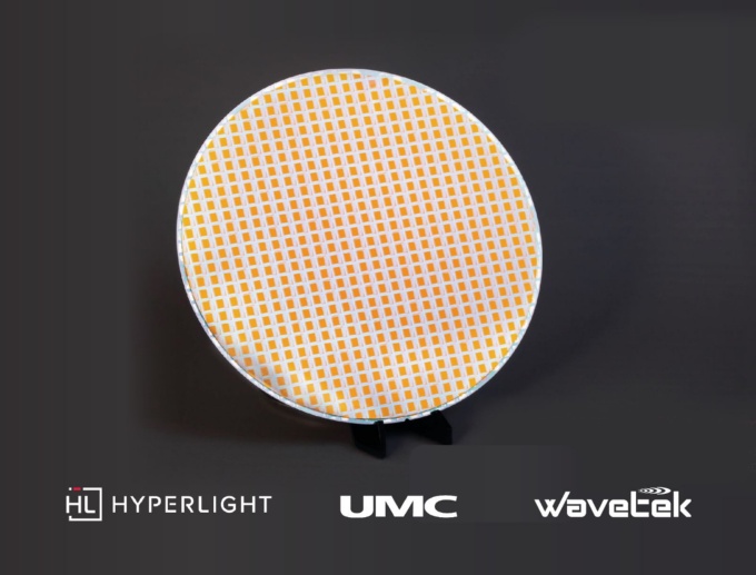 ハイパーライトが設計したTFLNデバイスを集積した8インチウエハー(出所:HyperLight)