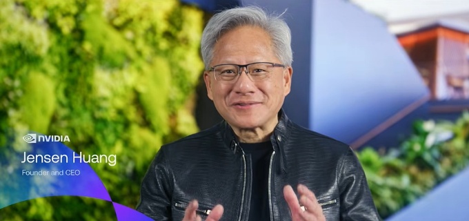 図3 お祝いのメッセージを送るNVIDIAのJensen Huang氏(出所:Armのイベント紹介ビデオから日経クロステックがキャプチャー)