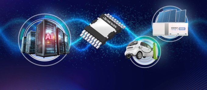 図1 耐圧650Vの双方向GaNスイッチ「TP65B110HRU」と応用先のイメージ(出所:ルネサスエレクトロニクス)