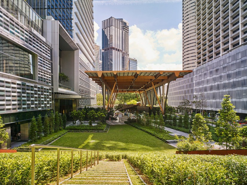 シンガポールの繁華街に高さ290mのタワー 足元に1万m2超の都市公園 日経クロステック Xtech