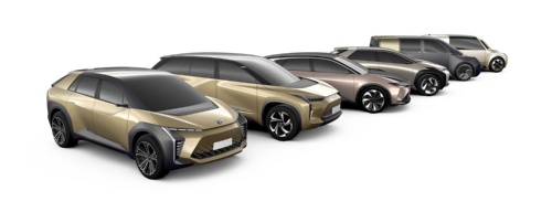 トヨタがEVに関する戦略の発表会で公開した今後商品化を予定するEVのモックアップ（写真：トヨタ自動車）