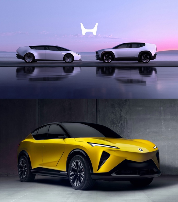 ホンダが今回、開発・発売の中止を発表した3モデル。左上が0シリーズの「Saloon(サルーン)」、右上が同「SUV」、下がアキュラ「RSX」(写真:ホンダ)