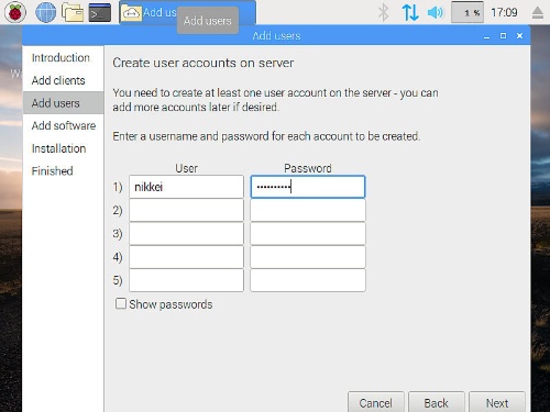「Add users」でPiServerのユーザーを作成