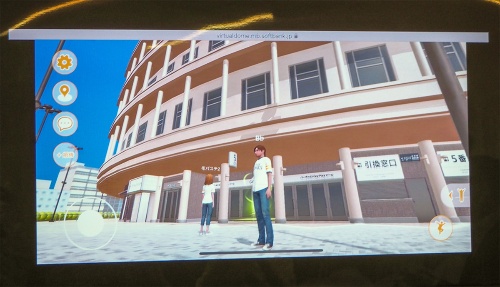 「福岡PayPayドーム」を仮想空間上で体験できる「バーチャルPayPayドーム」。スタジアム内だけでなく、普段は入れない選手控え室などに入ることも可能だ。写真は2022年5月27日、福岡PayPayドーム内で筆者撮影