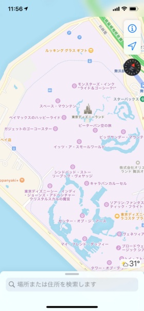 アップデート前の東京ディズニーランド。かなり簡素。施設内での移動にはほぼ使えなかった