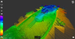 海中に沈んだアリゾナ本体の点群データ（資料：National Park Service、Autodesk）