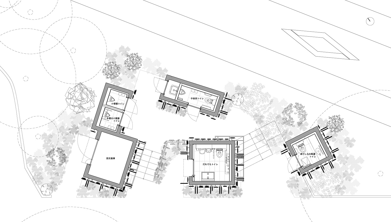 鍋島松濤公園トイレの平面図（資料：大和ハウス工業）