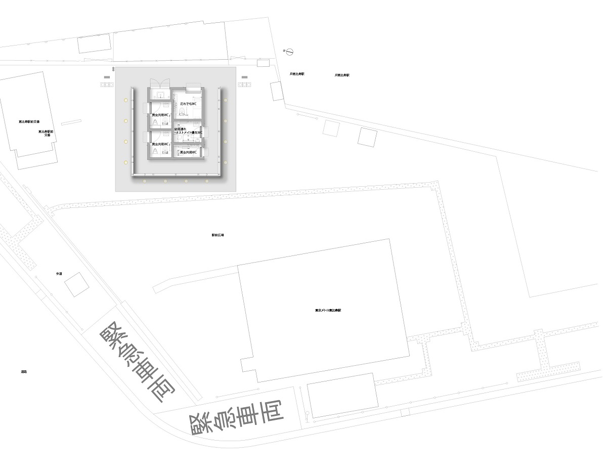 恵比寿駅西口公衆トイレが立つ敷地と周辺の様子（資料：大和ハウス工業）