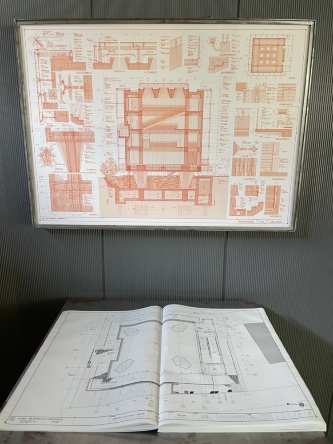 1階に展示していた設計図面(写真:日経アーキテクチュア)