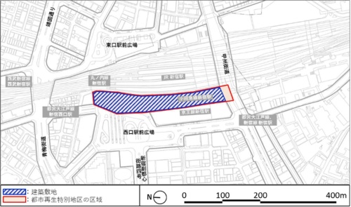 再開発の計画地。すぐ南側にある京王百貨店新宿店も都市再生プロジェクトに加わる見通し（資料：小田急電鉄、東急不動産）