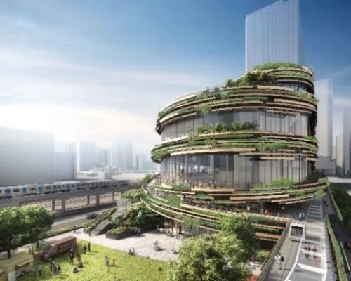 緑と木で形づくるスパイラルの外装が特徴(資料:JR東日本)