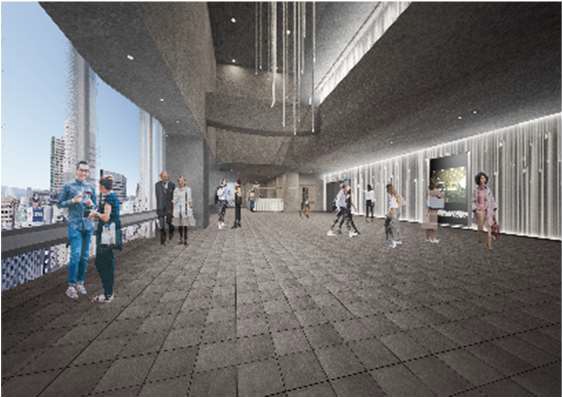 THEATER MILANO-Zaのホワイエ。ここは、建物の外装デザインを担当した永山祐子建築設計が手掛ける（資料：東急、東急レクリエーション）