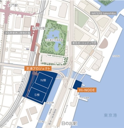 芝浦プロジェクトの計画地（資料：野村不動産、JR東日本）