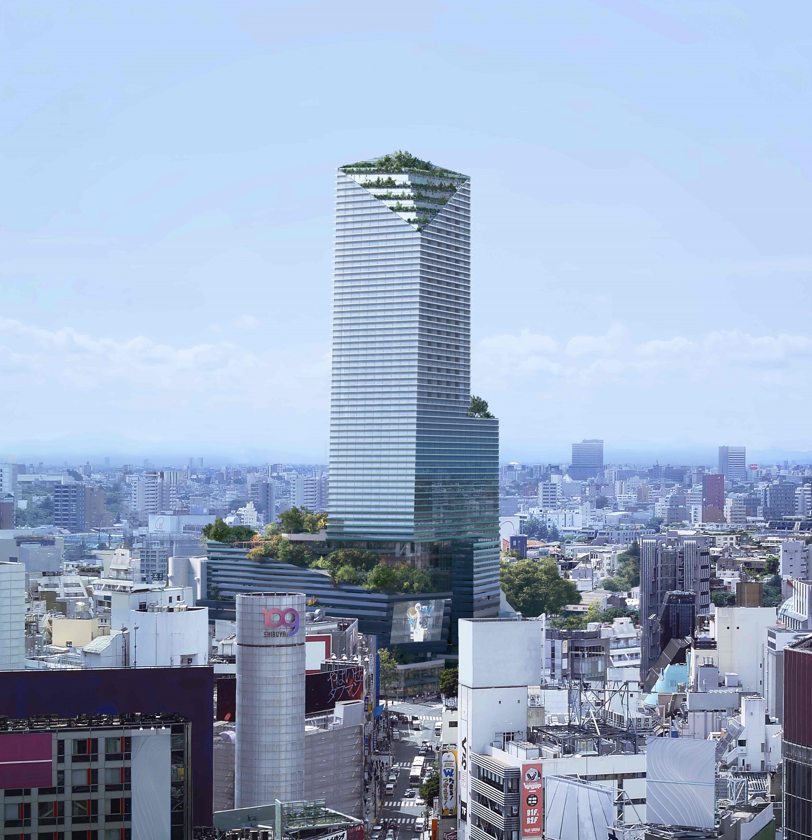 渋谷区道玄坂2丁目に2027年度に誕生する予定の複合施設「Shibuya Upper West Project（渋谷アッパー・ウエスト・プロジェクト）」（資料：東急、L Catterton Real Estate、東急百貨店）