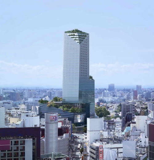 渋谷区道玄坂2丁目に2027年度に誕生する予定の複合施設「Shibuya Upper West Project(渋谷アッパー・ウエスト・プロジェクト)」(資料:東急、L Catterton Real Estate、東急百貨店)