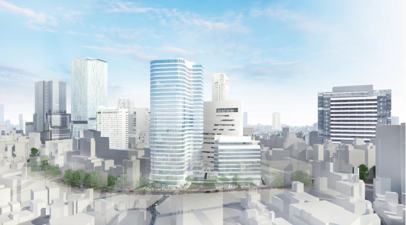 三菱地所が再開発組合に参加する「道玄坂2丁目南地区第1種市街地再開発事業」で建設予定のビルのイメージ（資料：三菱地所、テイクアンドギヴ・ニーズ）