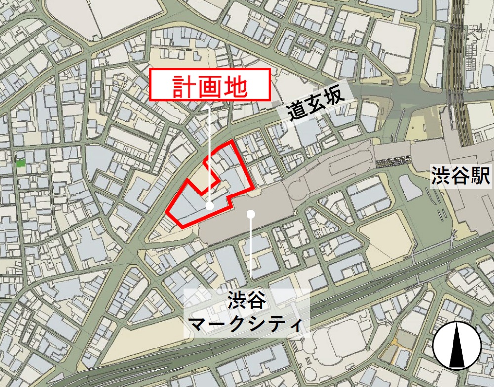 計画地は渋谷駅に直結し、道玄坂に面する（資料：三菱地所、テイクアンドギヴ・ニーズ）