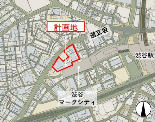 計画地は渋谷駅に直結し、道玄坂に面する(資料:三菱地所、テイクアンドギヴ・ニーズ)