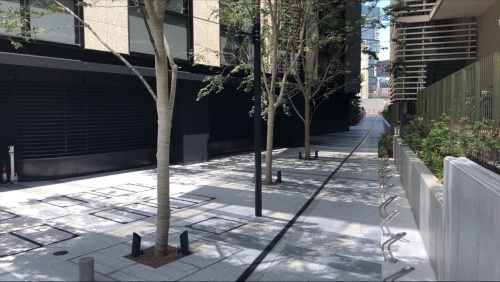千代田区と共に整備した遊歩道「九段こみち」。施設南側に隣接する千代田区高齢者サポートセンター「かがやきプラザ」との間に整備した遊歩道で、お濠沿いテラスにつながる(写真:九段会館テラスPR事務局)