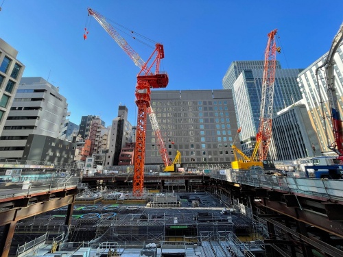 TODAビルの建設状況3。22年10月下旬時点(写真:戸田建設)