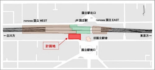 計画地はJR国立駅前（出所：JR中央線コミュニティデザイン、大林組）