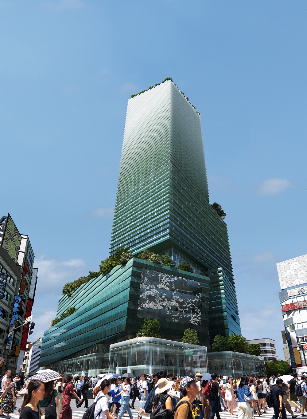 東急百貨店本店の跡地に27年度に完成する予定の複合施設「Shibuya Upper West Project（渋谷アッパー・ウエスト・プロジェクト）」（出所：東急、Image by Mir／Snøhetta）