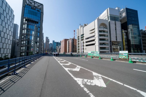 KK線の本線と新橋入り口の合流箇所(写真:大上祐史)