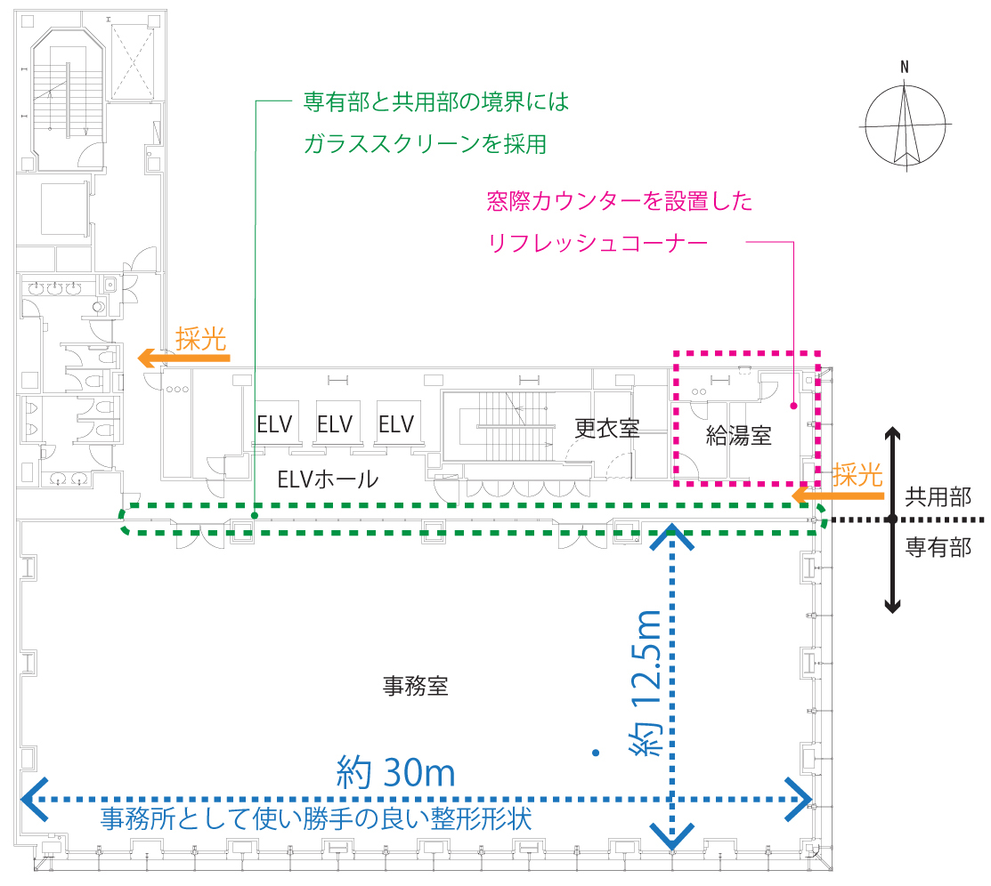 近畿産業信用組合新本店の基準階平面図（資料：大成建設）