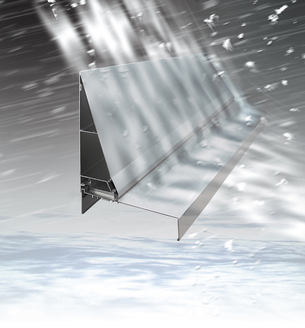  三角形状に沿って、吹雪を斜め上方に飛ばすイメージ（資料：ダイケン）