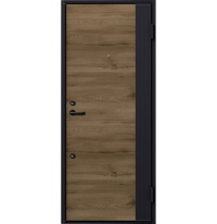 新色のドライオークで、フラットタイプのデザインのドア（資料：三協立山）