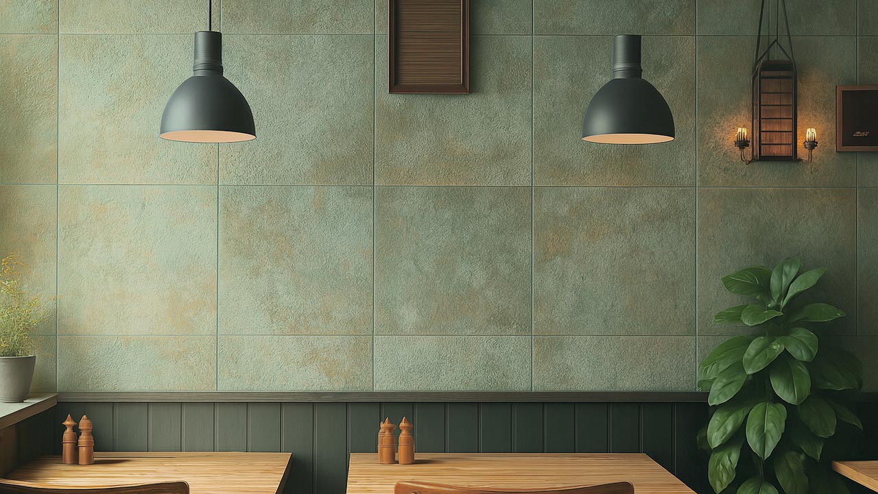 銅や鉄のさびの腐食感や風合いを表現した左官仕上げパネル