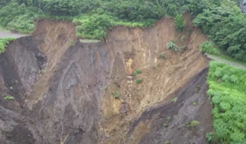 2021年7月に静岡県熱海市で発生した土石流の起点付近。災害当日の様子（写真：静岡県）