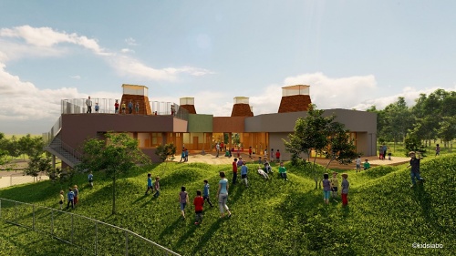 22年2月24日には、キッズラボグループ(東京・豊島)による認定こども園「キッズラボ ボールパークこども園」を発表。設計・デザインをチームラボアーキテクツ(東京・千代田)が担当する(資料:ファイターズ スポーツ&エンターテイメント)