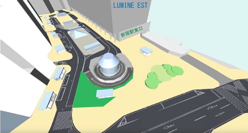 新宿駅東口駅前広場の整備イメージ(歩行者空間拡張)。全体完了は21年3月の予定(資料:JR東日本)